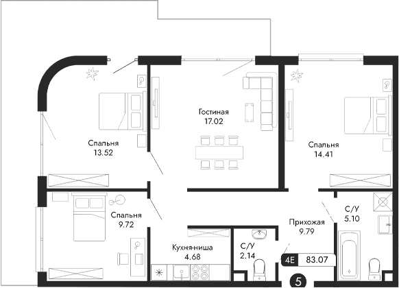 4-комн., 83.07 м²