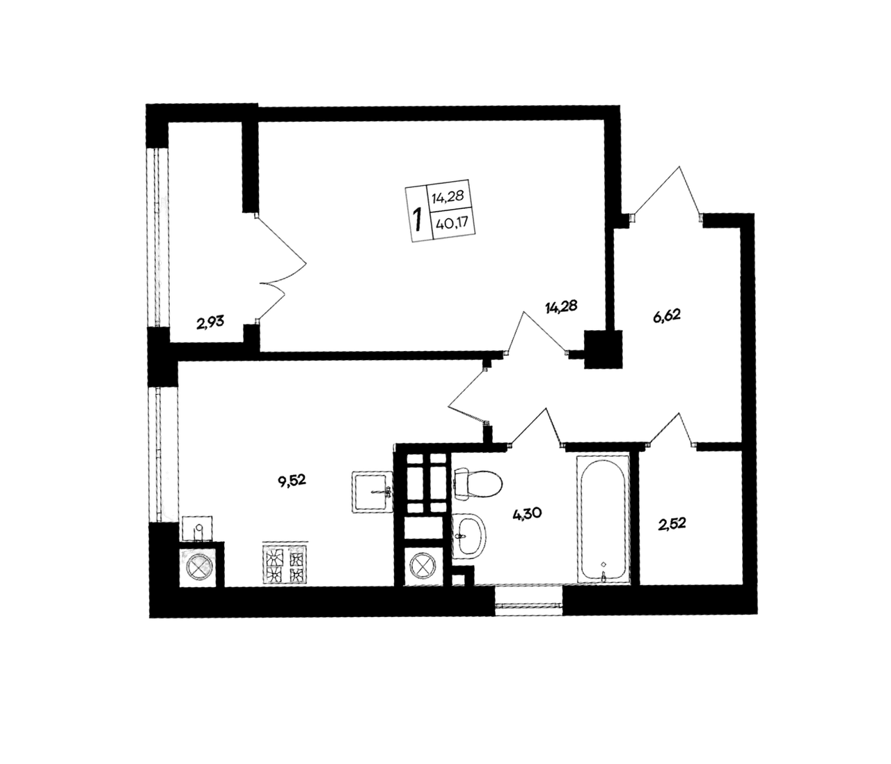 1-комн., 37.24 м²