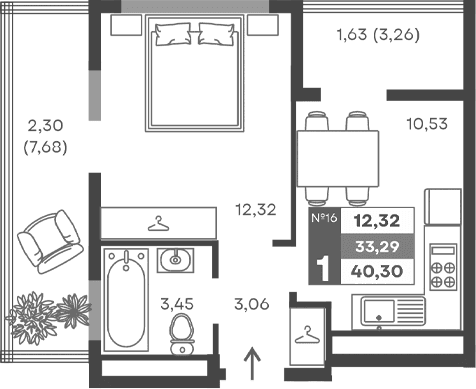 1-комн., 29.36 м²