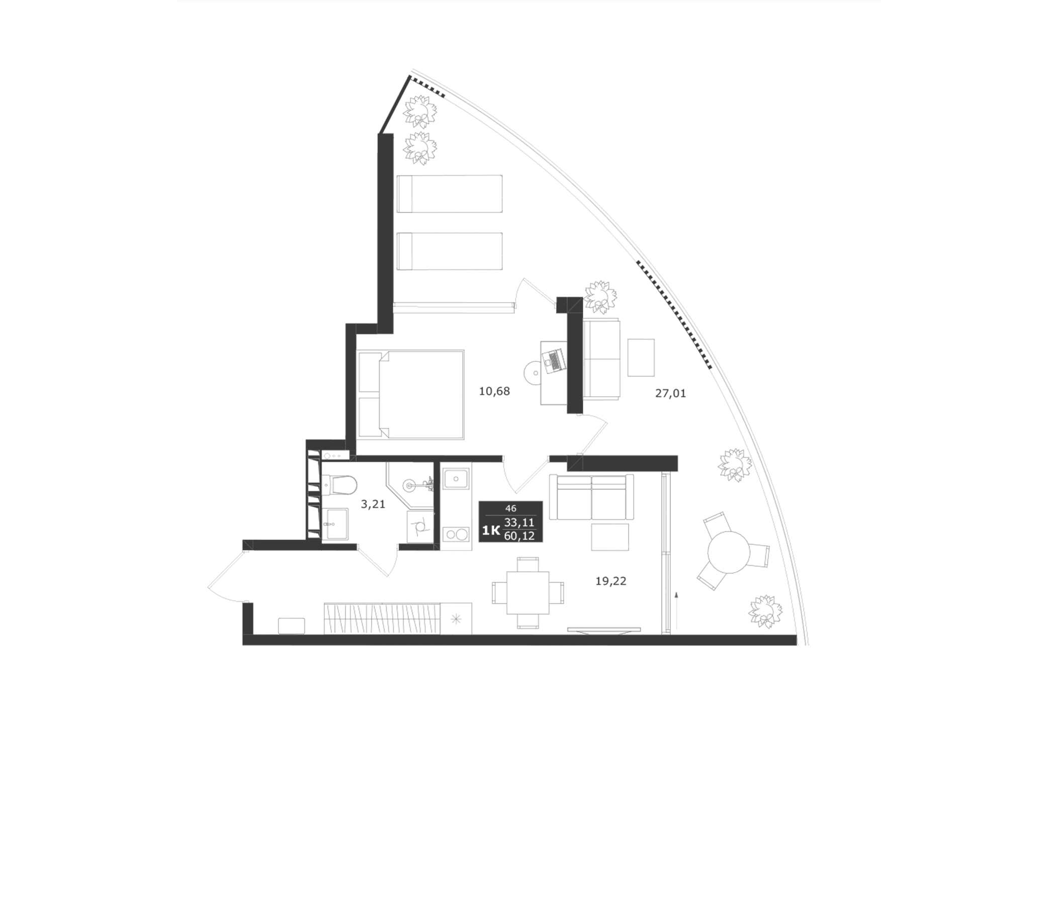 1-комн., 33.11 м²