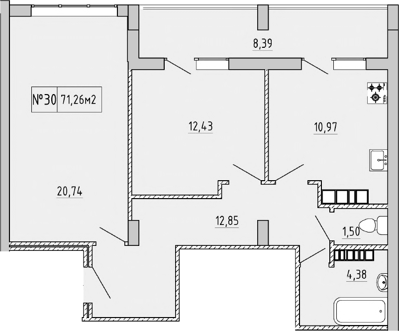 2-комн., 62.81 м²