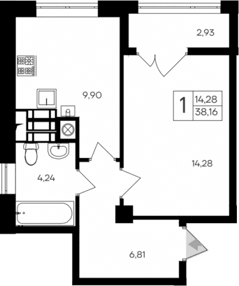 1-комн., 35.23 м²