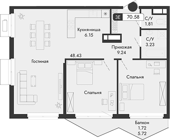 Своб. план., 68.86 м²
