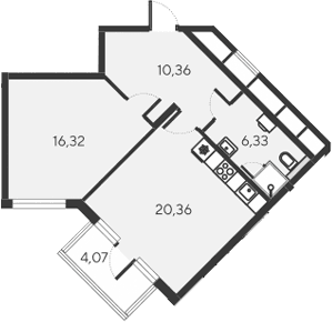 2-комн., 53.37 м²