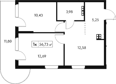 2-комн., 44.93 м²