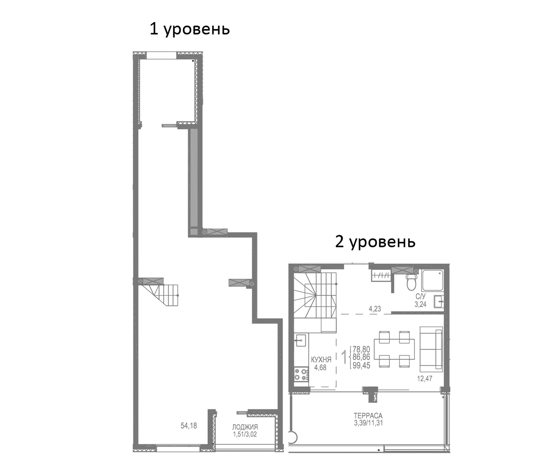1-комн., 94.55 м²