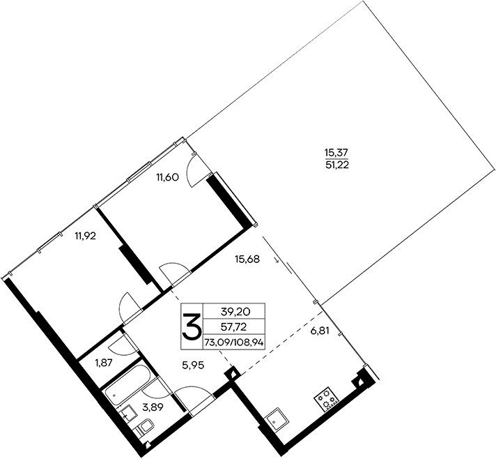 2-комн., 93.57 м²