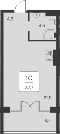 Студия, 31 м²