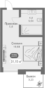 Студия, 27.92 м²