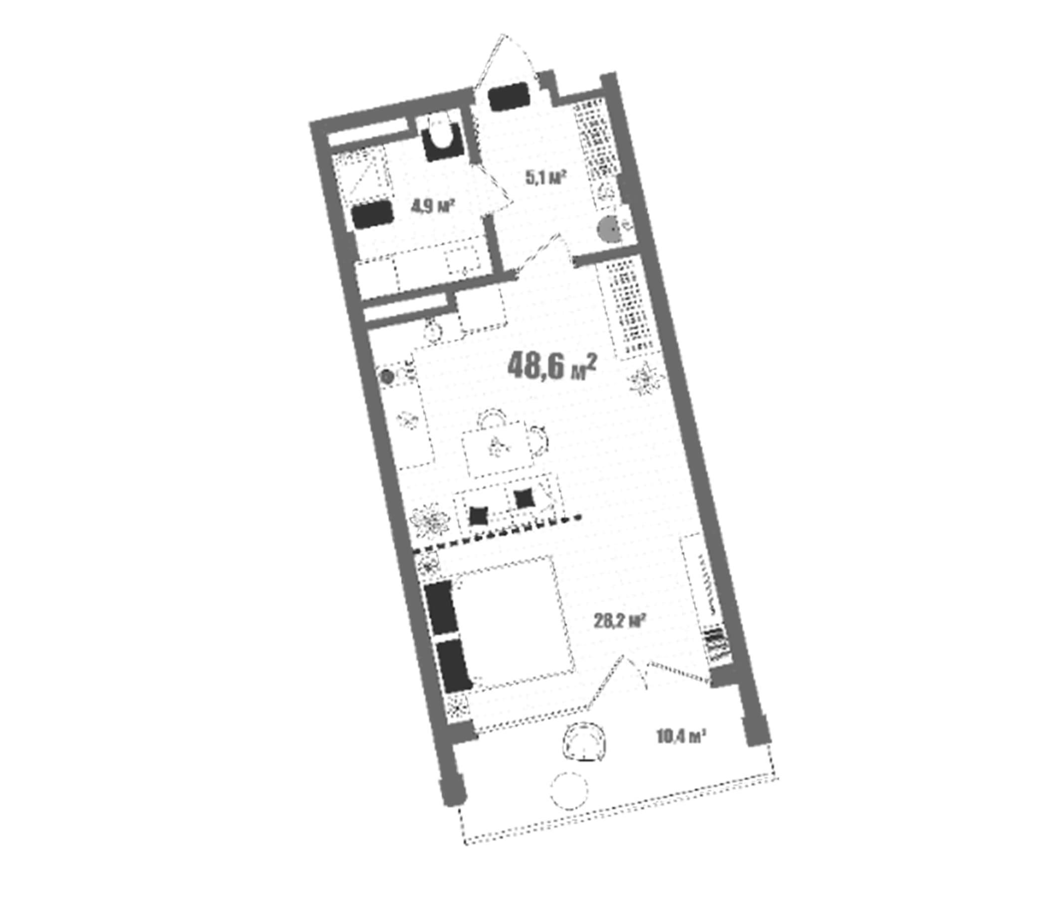 Студия, 38.2 м²