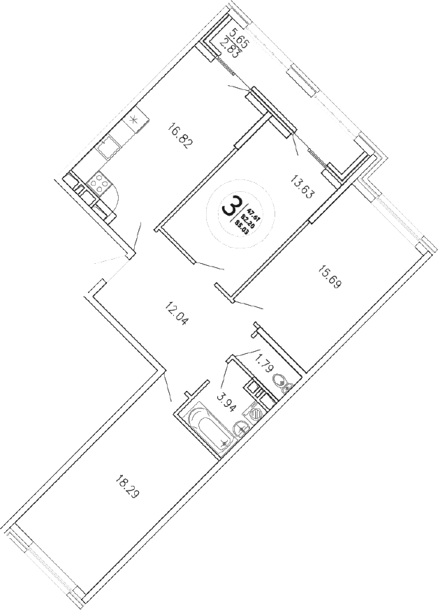 3-комн., 82.2 м²