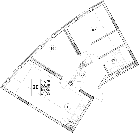 1-комн., 50.38 м²