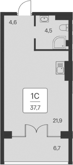 Студия, 31 м²