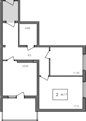 2-комн., 63 м²