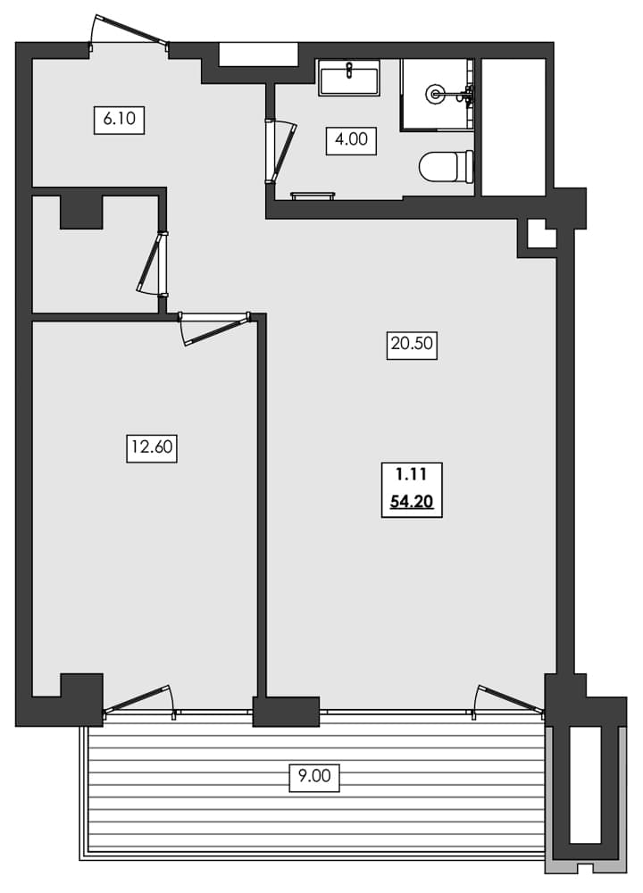 1-комн., 45.2 м²