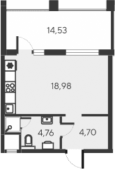 Студия, 28.44 м²