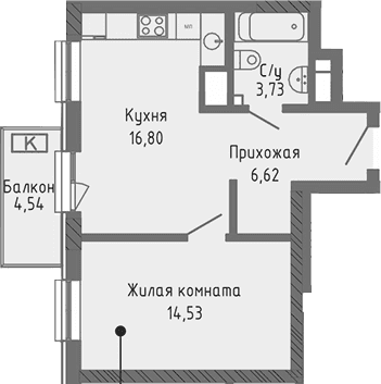 2-комн., 41.68 м²