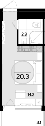 Студия, 17.2 м²