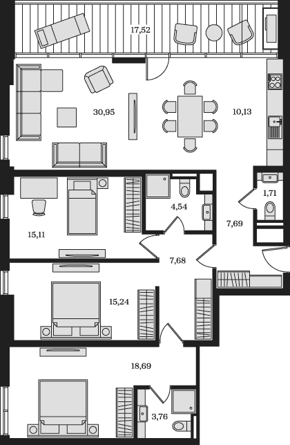 4-комн., 115.5 м²