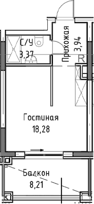 Студия, 31.34 м²