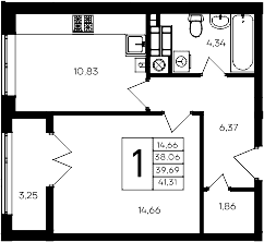1-комн., 38.06 м²