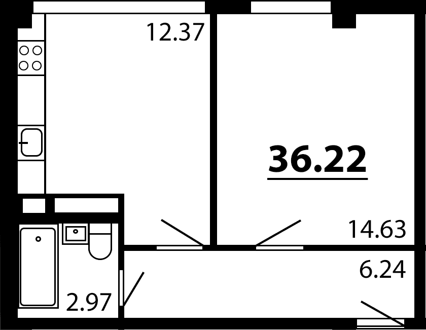1-комн., 36.22 м²
