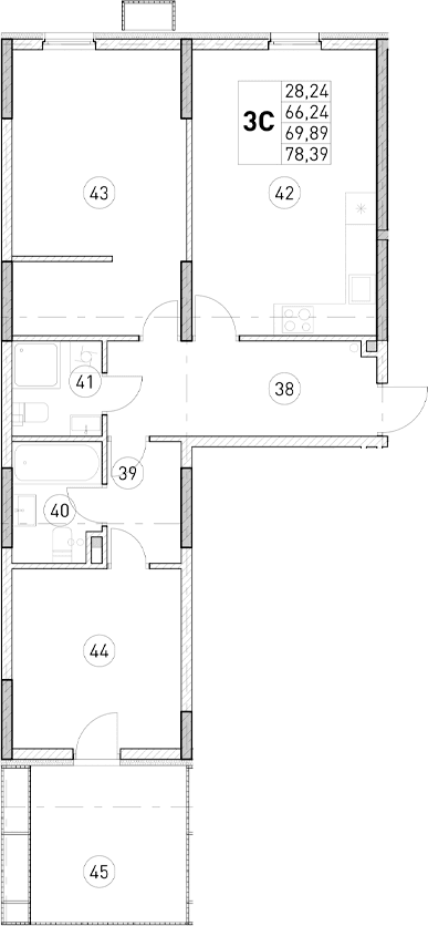 2-комн., 66.24 м²