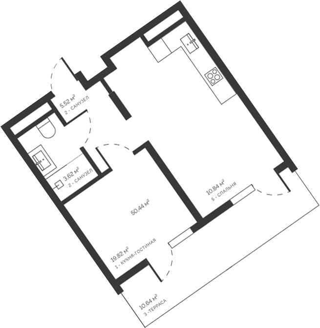 2-комн., 39.8 м²