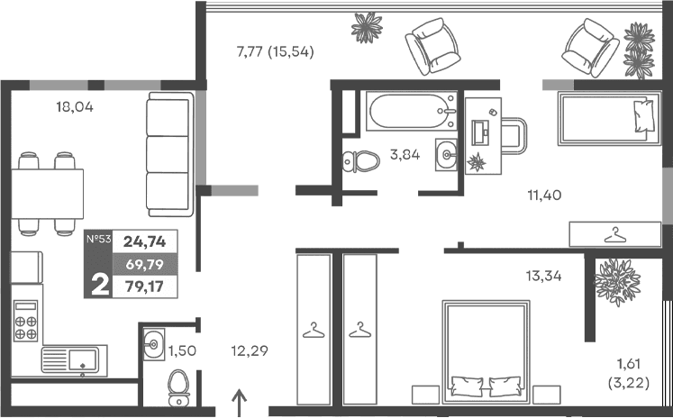 2-комн., 60.41 м²