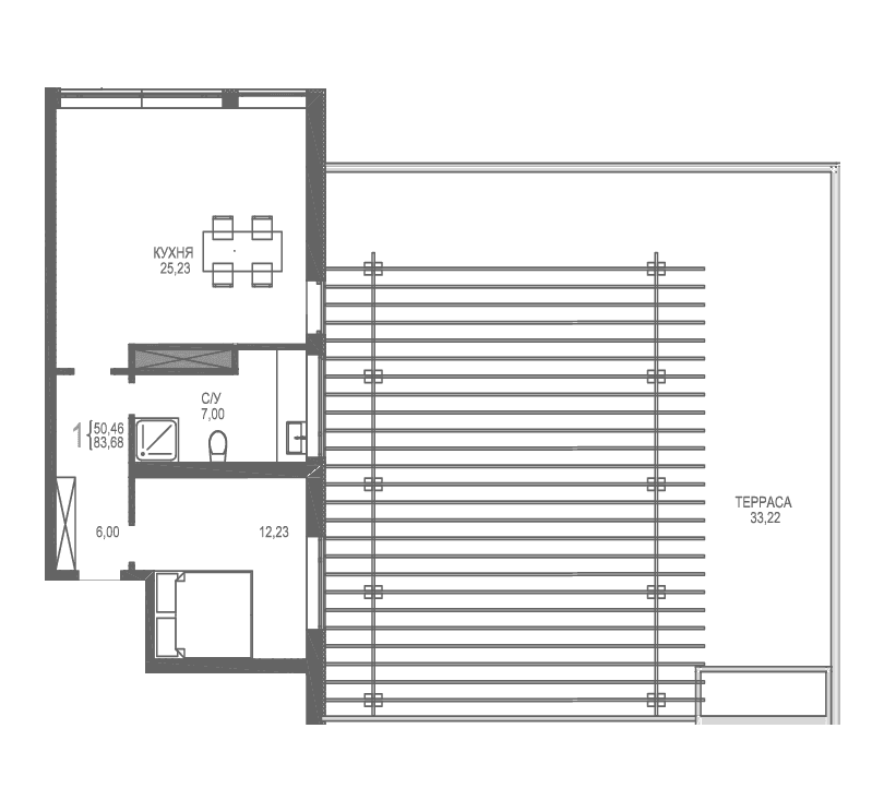 1-комн., 50.46 м²