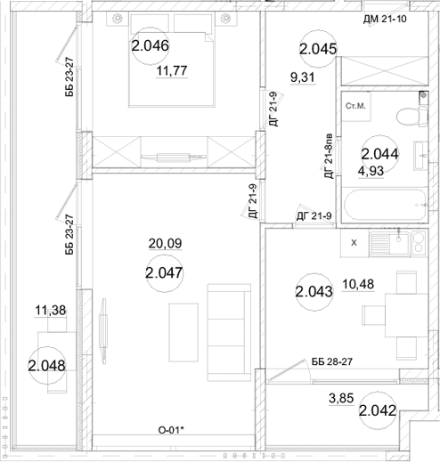 2-комн., 56.58 м²