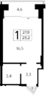 Студия, 23.2 м²
