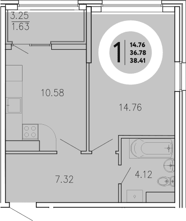 1-комн., 36.78 м²