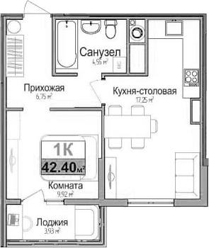 1-комн., 38.47 м²