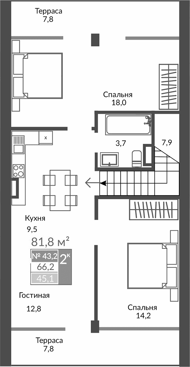 3-комн., 66.1 м²
