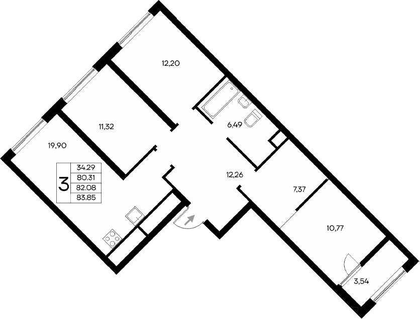 3-комн., 80.31 м²