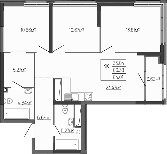 3-комн., 83.65 м²