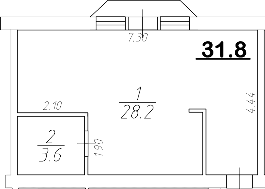 Студия, 31.8 м²