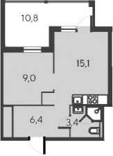 2-комн., 33.9 м²