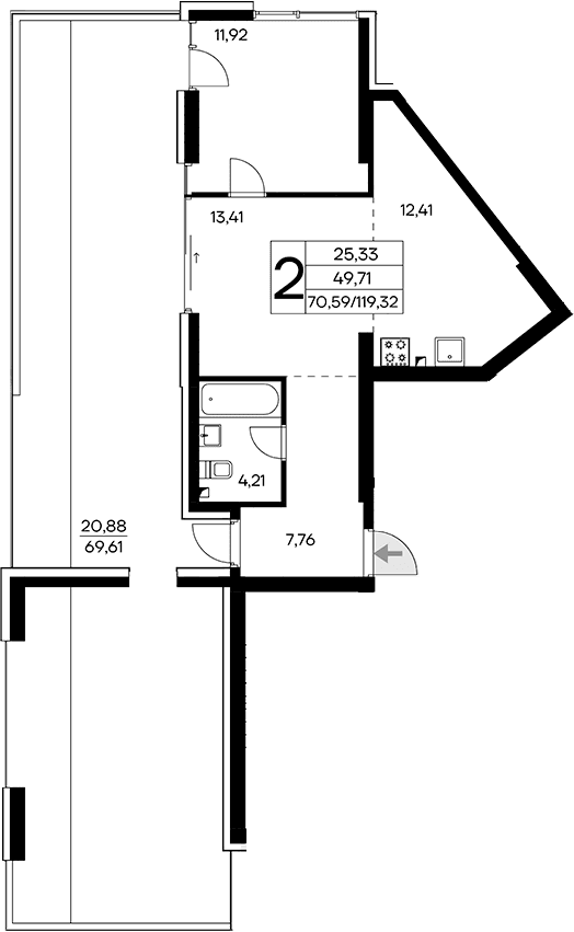 1-комн., 98.44 м²