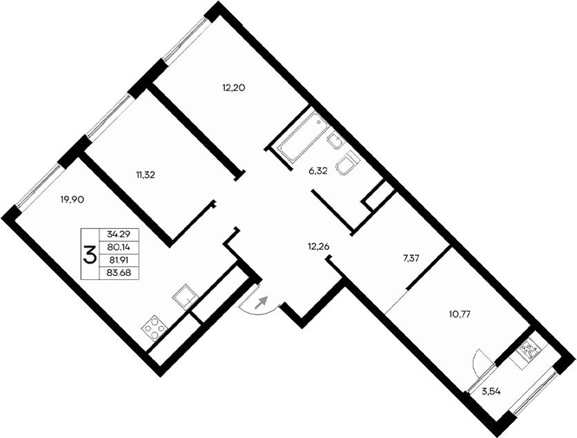 3-комн., 80.14 м²