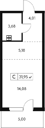 Студия, 30.45 м²
