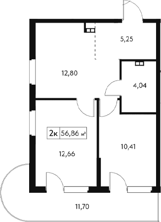 2-комн., 53.35 м²