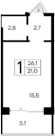 Студия, 21 м²