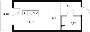 Студия, 27.02 м²