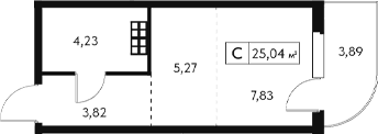 Студия, 21.15 м²