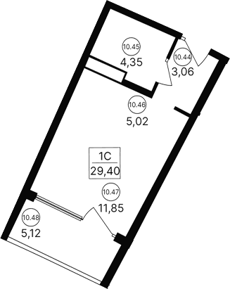 Студия, 24.28 м²