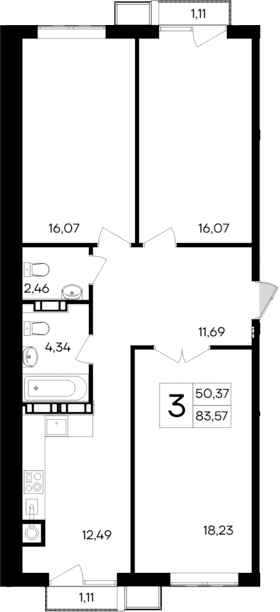 3-комн., 81.35 м²