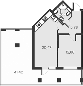 2-комн., 43.16 м²