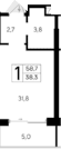 Студия, 38.3 м²